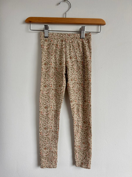 Wheat Green Floral Leggings • 5-6 years