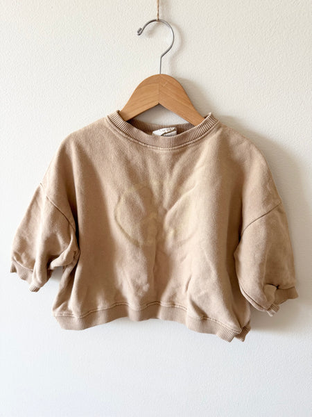 Summer in May Brown Boxy Peace Sign Sweatshirt • 2-3 years