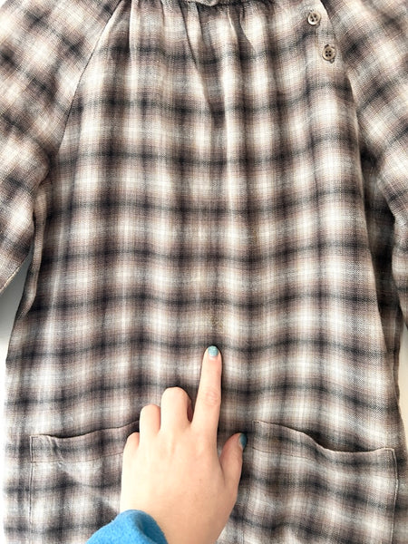 Bonpoint Brown Sparkly Plaid Dress • 5-6 years *