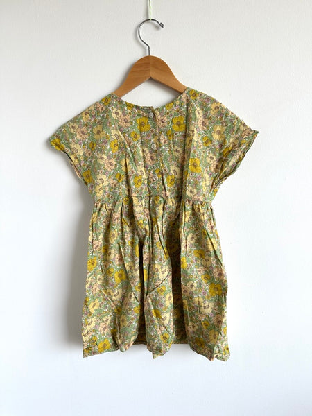 Petits Vilains Yellow Floral Cotton Short Sleeve Dress • 4-5 years