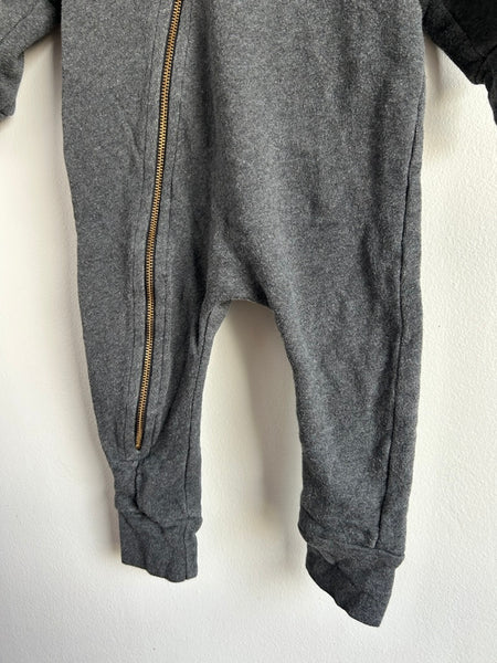 Mini Mioche Grey Plush Biker Romper • 6-12 months