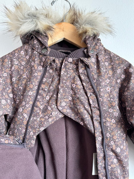 Wheat Kids Brown, Purple, and Pink Floral Nickie Snowsuit • 2-3 years