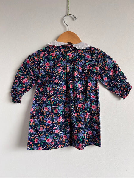 Vintage Caboodles Smocked Blue Floral Collared Dress • 12-18 months (80cm)