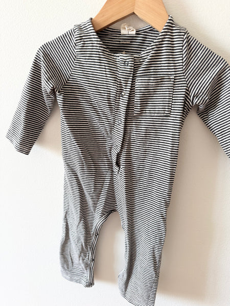 Gray Label Black and White Striped Romper • 3-6 months