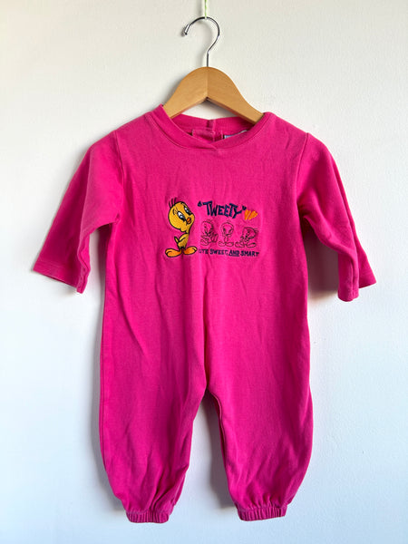 Vintage ACME Baby Tweety Bird Embroidered Romper • 2 years
