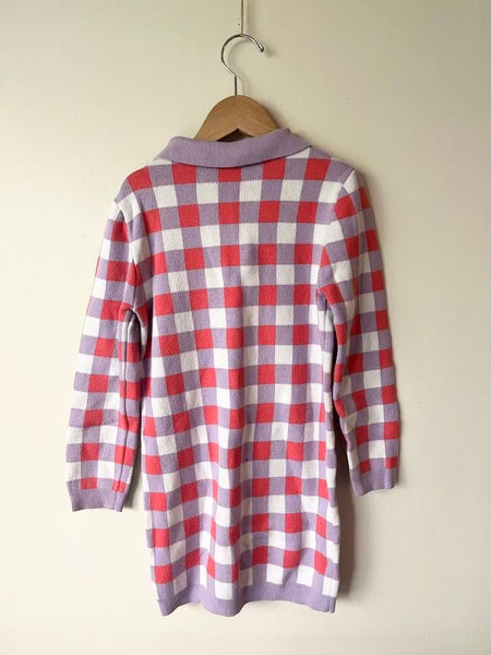Seed Heritage Knit Long Sleeve Collared Gingham Dress • 7-8 years
