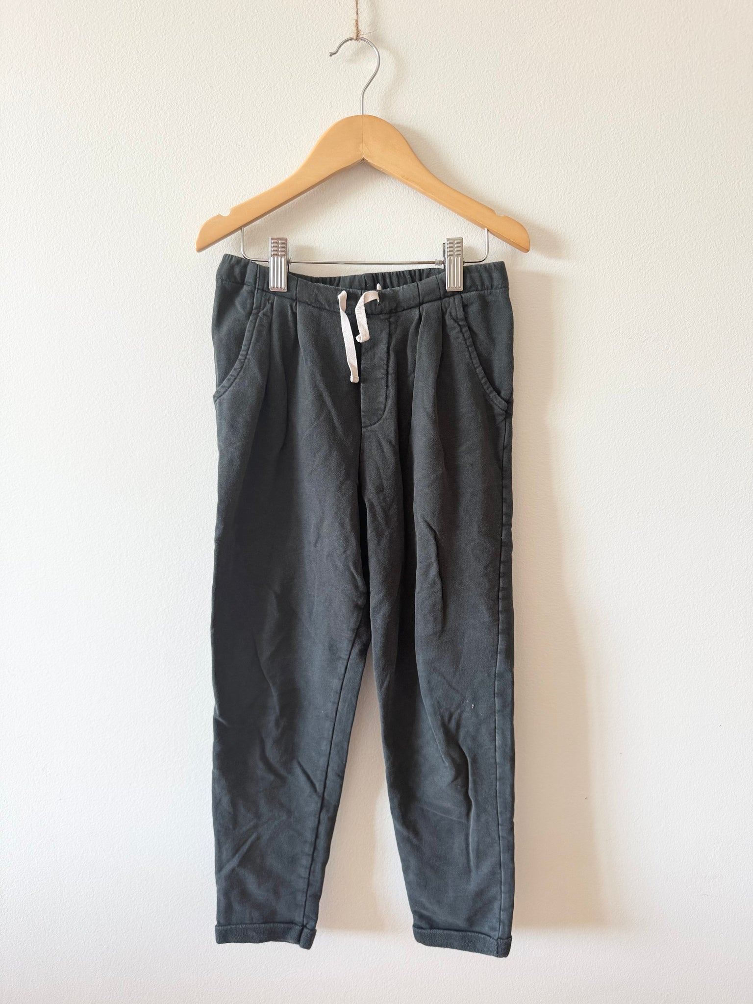Gray Label Blue Cotton Joggers with White Drawstring • 7-9 years