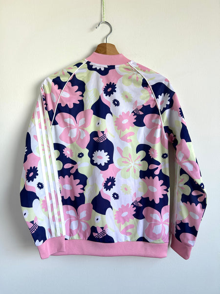 NEW Adidas Track Jacket Pink and Blue Flowers • 12-14 years