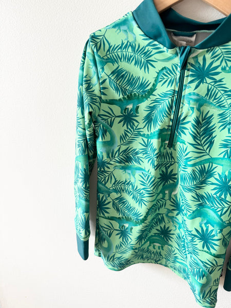 Honeysuckle Dino Green Rashguard Top • 6-7 years