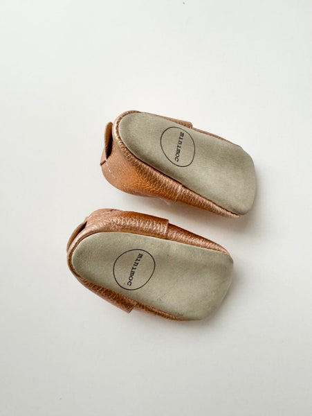 NEW Heyfolks Rose Gold Mocs • 2c/4"/3-6 months