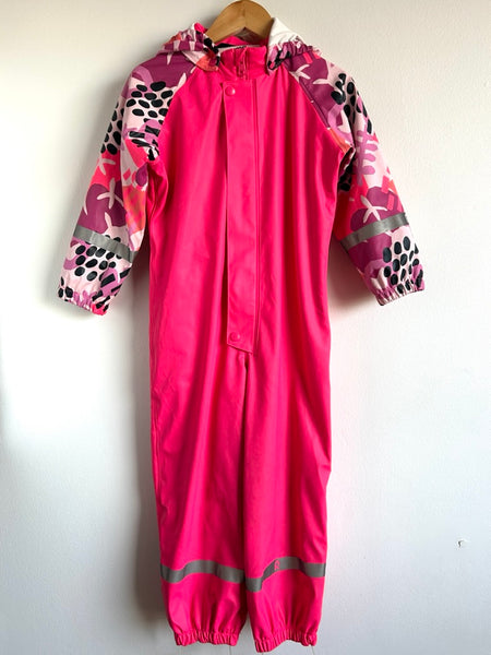 Reima Pink and Patterned Rainsuit • 3-4 years (98cm)