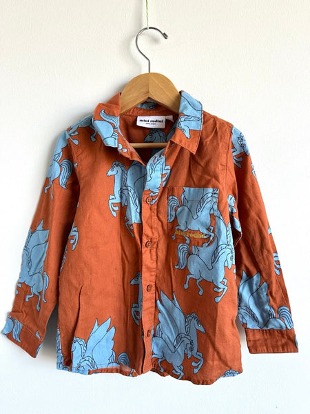 Mini Rodini Long Sleeve Button Up Horses Shirt • 4-5 years (104-110cm)