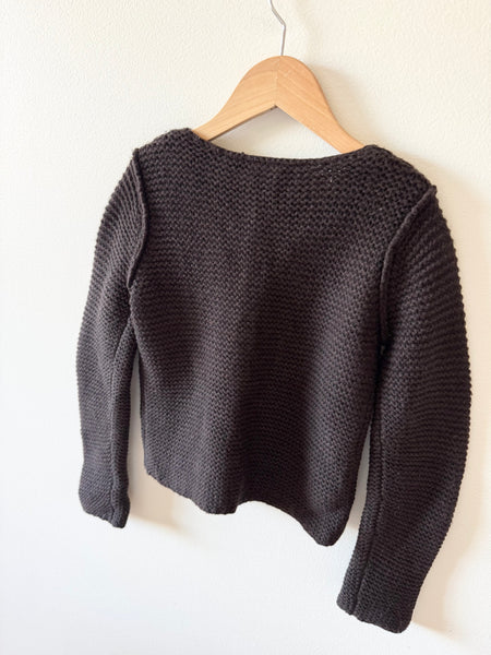 Bonpoint Brown Knit Button Cardigan • 6-8 years