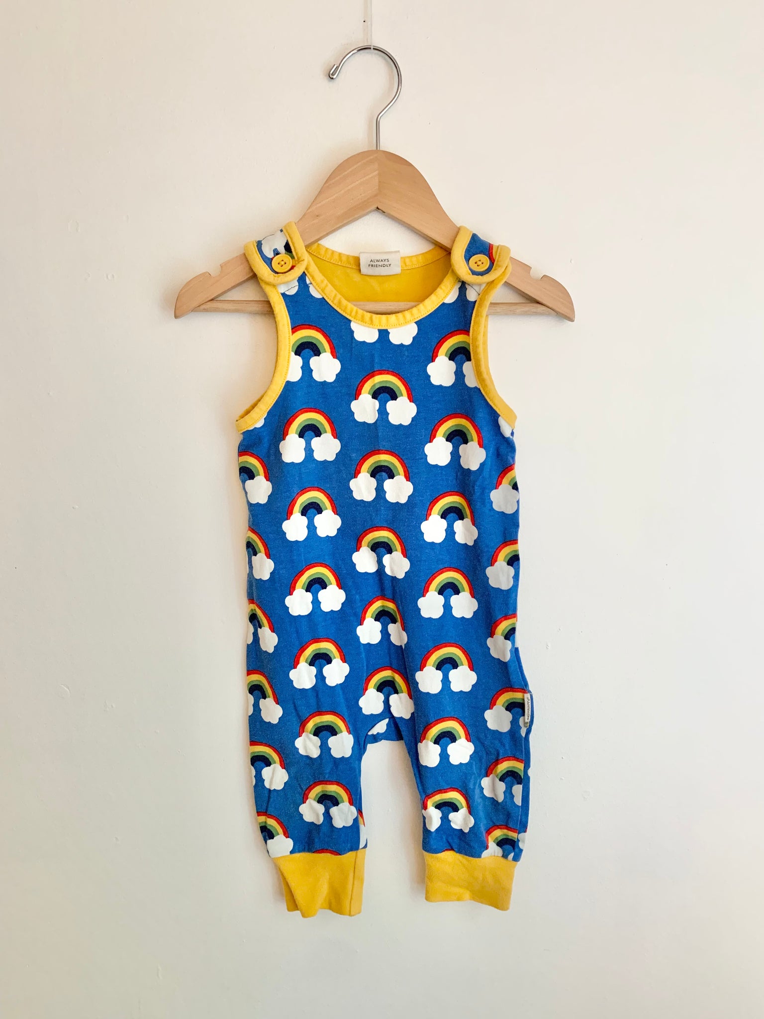 Maxomorra Rainbow Overalls • 3-6 months