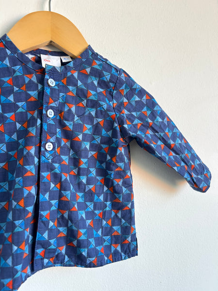 Oso and Me Button Up Blue Cotton Shirt • 6-12 months