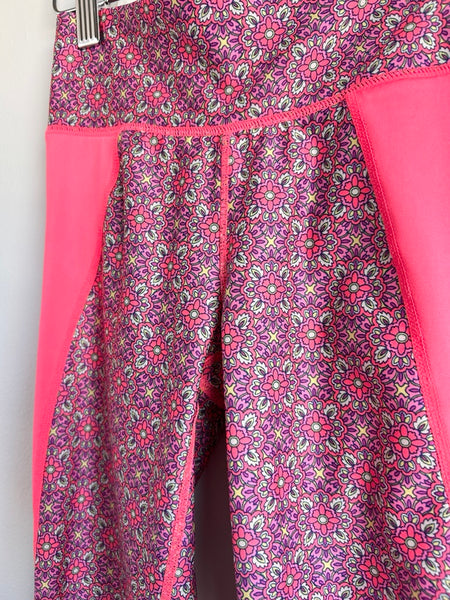 Gap Pink Patterned Stretchy Yoga Pant Leggings • 8-9 years