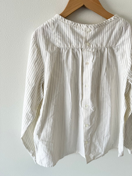 Bonpoint Smocked White Striped Blouse • 10 years