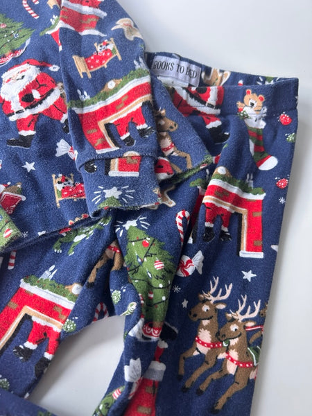 Books to Bed 2pc Blue Holiday Santa Jammies Set • 4 years *