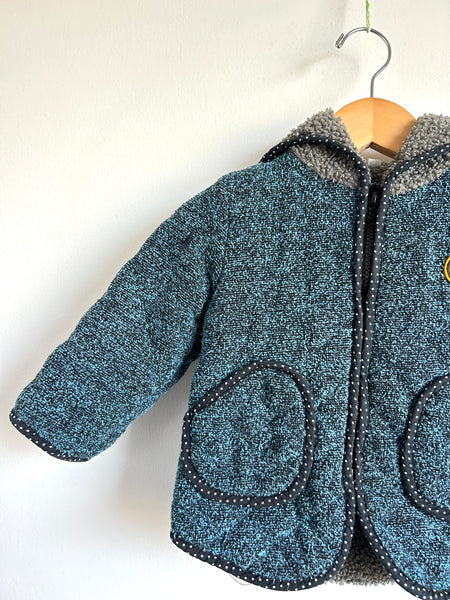 Sherpa Fleece Pointed Hood Smile Sweater • 9-12 months