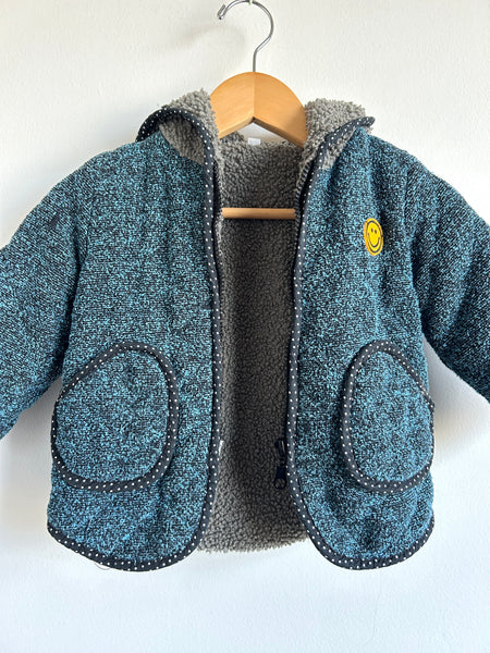 Sherpa Fleece Pointed Hood Smile Sweater • 9-12 months