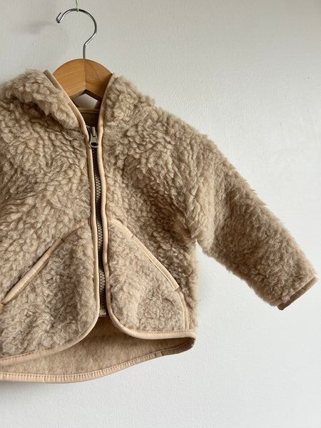 Alwero Wool Zip Up Cream Hoodie Jacket • 1-2 years (xxs)