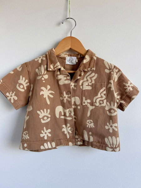 By Billie Boxy Brown Button Up Top • 3 years