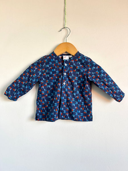 Oso and Me Button Up Blue Cotton Shirt • 6-12 months