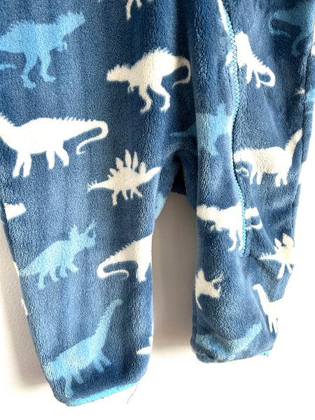 Hatley Blue Fuzzy Dino Bunting Romper • 1-2 years