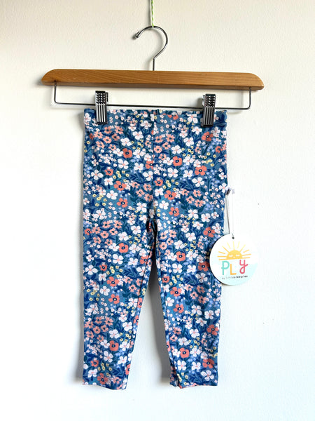 NEW Little Sleepies Blue Floral Leggings • 18-24 months