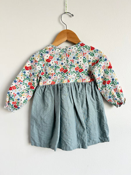 Next Linen and Cotton Floral Dress • 6-12 months