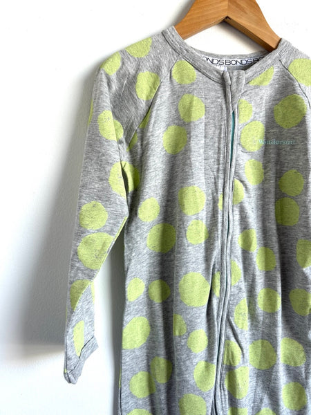 Bonds Green Circle Grey Zip Romper • 3 years