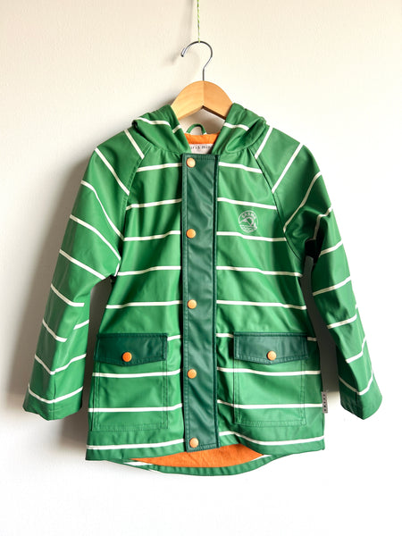 Souris Mini Lined Striped Green Rainjacket • 6 years