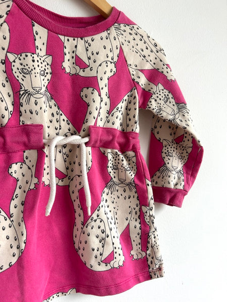 Mini Rodini Pink Leopard Long Sleeve Dress • 2-3 years