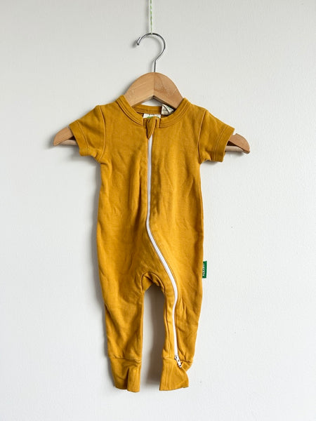Parade Organics Yellow Shortie Cotton Zip Romper • 0-3 months