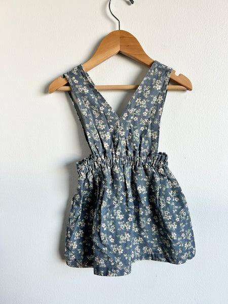Zara Blue Floral Pinafore Style Dress • 12-18 months