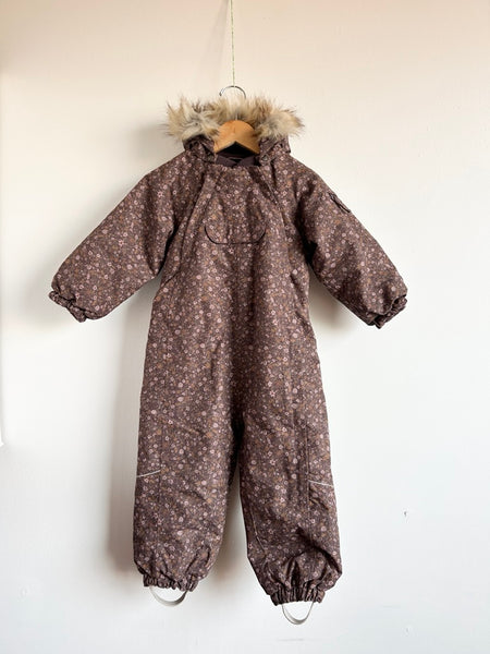 Wheat Kids Brown, Purple, and Pink Floral Nickie Snowsuit • 2-3 years