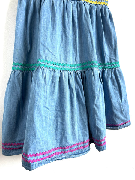Mini Boden Tank Dress Chambray with Rick Rack • 8-10 years