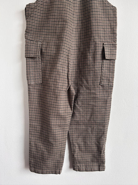 Bout'Chou Brown Plaid Overalls • 2 years