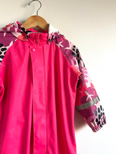 Reima Pink and Patterned Rainsuit • 3-4 years (98cm)