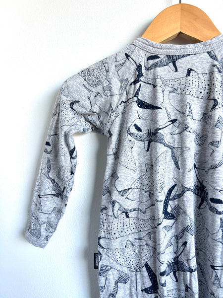 Bonds Grey Shark Zip Romper • 18-24 months
