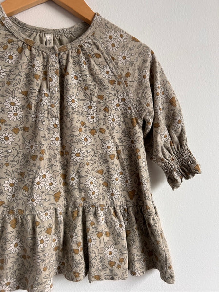 Rylee and Cru Brown Daisy Peplum Style Dress • 18-24 months