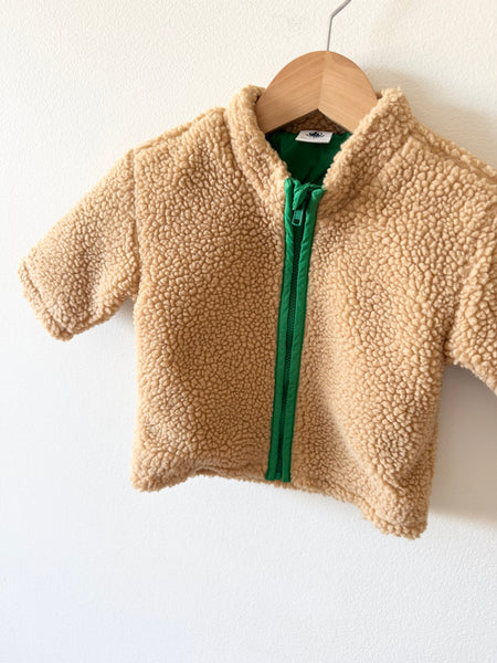 Petit Bateau Fuzzy Sherpa Zip Up Sweater • 6-12 months