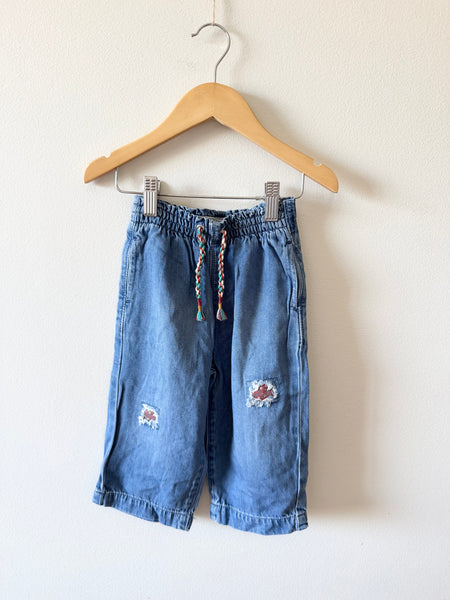 Zara Wide Leg Denim Patch Pants • 2-3 years