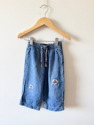 Zara Wide Leg Denim Patch Pants • 2-3 years