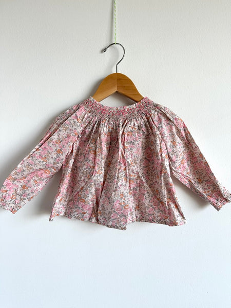 Bonpoint Long Sleeve Smocked Pink Top • 18-24 months