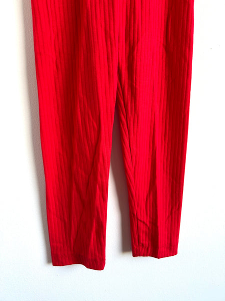 Vintage Milton Red Ribbed Poly/Cotton Leggings • 7 years