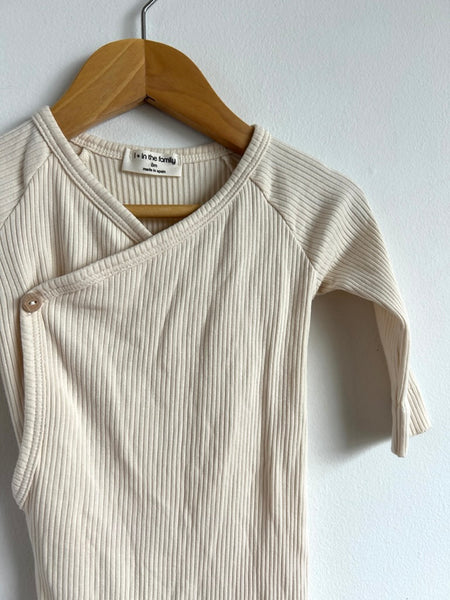 1 in the Family Cream Cotton Ribbed Footie Sleeper • 6-12 months