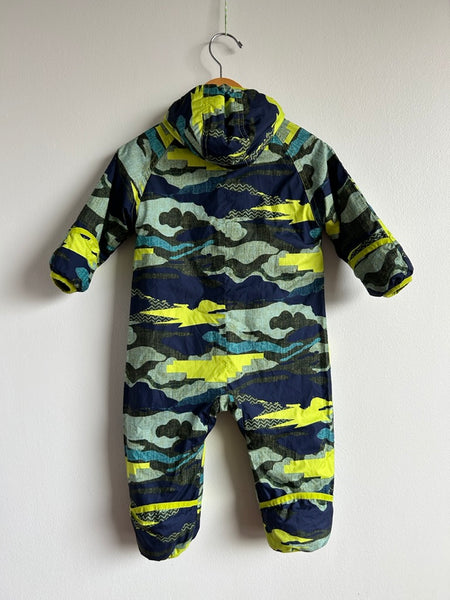 Patagonia Green and Blue Patterned Bunting Suit • 1-2 years