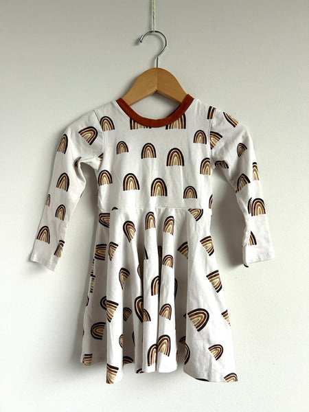 Finn and Ark Brown Rainbow Long Sleeve Dress • 3 years