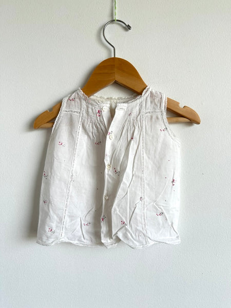 Bonpoint White Sleeveless Floral Tunic with Embroidery • 12 months